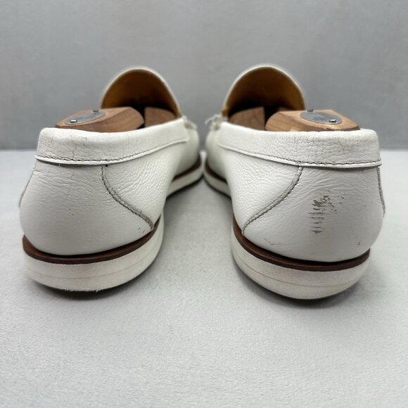 Maus & Hoffman 3196 Mens 9 (W) Tasseled White Leather Loafers Slip On Boat Shoes main image 7